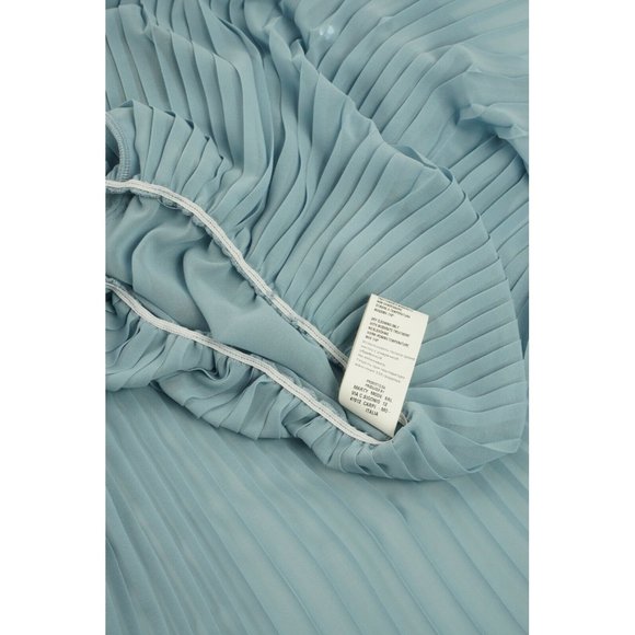 New Marta Palmieri Women Size 40 Sheer Chiffon Sky Blue Sleeveless Ruffle Blouse - Picture 8 of 10